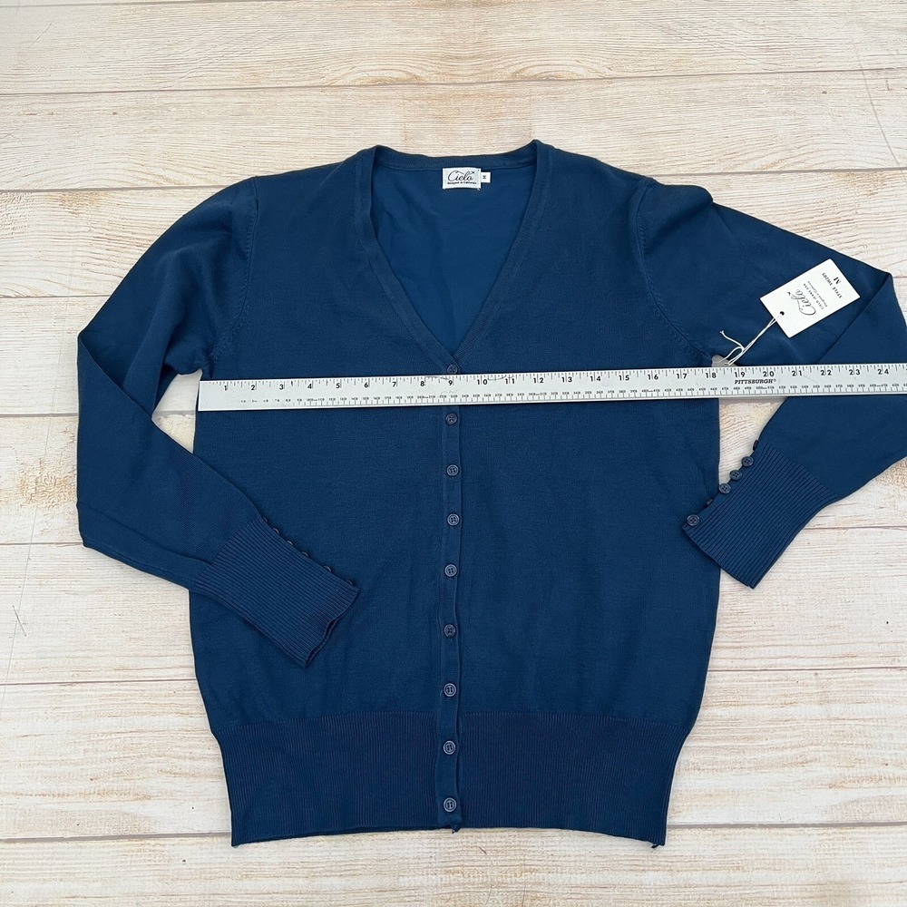 Cielo Blue Cardigan Sweater Women's Long Sleeve Button Up V neck Size M - Picture 7 of 10